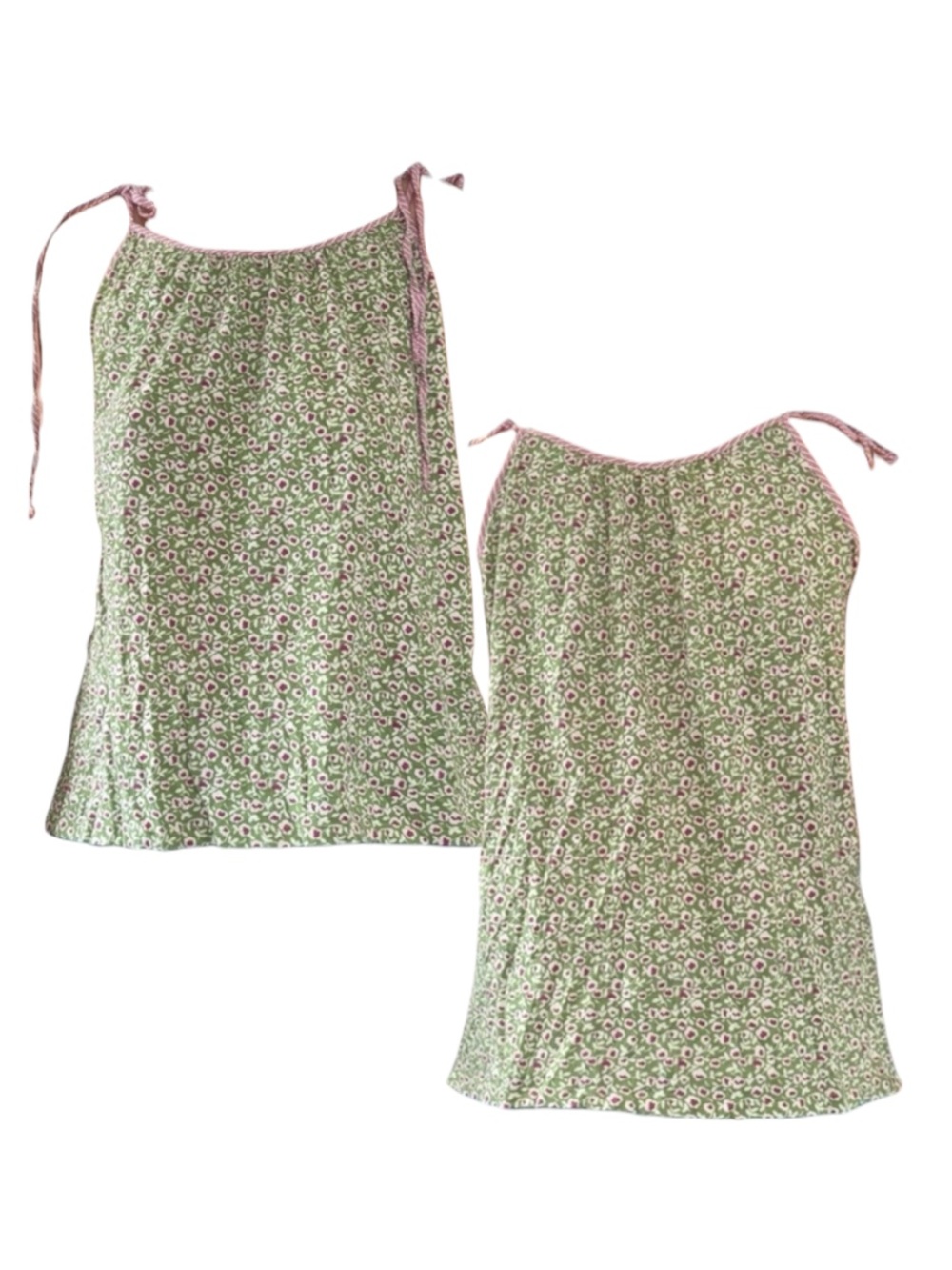 GAP Green Floral Tank Top with Pink Accents